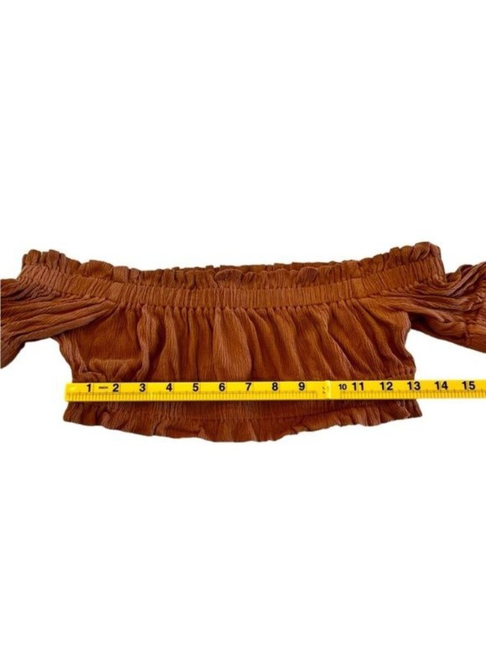 Mable cropped top gauze like rayon brown Size Small Off the Shoulder - Picture 9 of 9